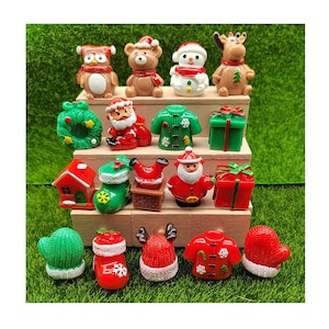 3D Mini Beeldje Kerst Decoratie Rendier Herten Sneeuwpop Santan Beeldjes Fairy Animal Miniaturen Beeldjes DIY Home Decor