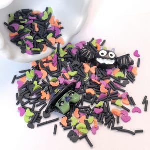Green Purple Orange Black Polymer Clay Slices Bat Halloween Sprinkles for Slime