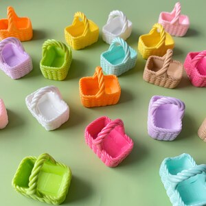 Decoración de Pascua, manualidades de bricolaje, cabujones de resina, cestas de helado, colores, cestas 3D, figuras