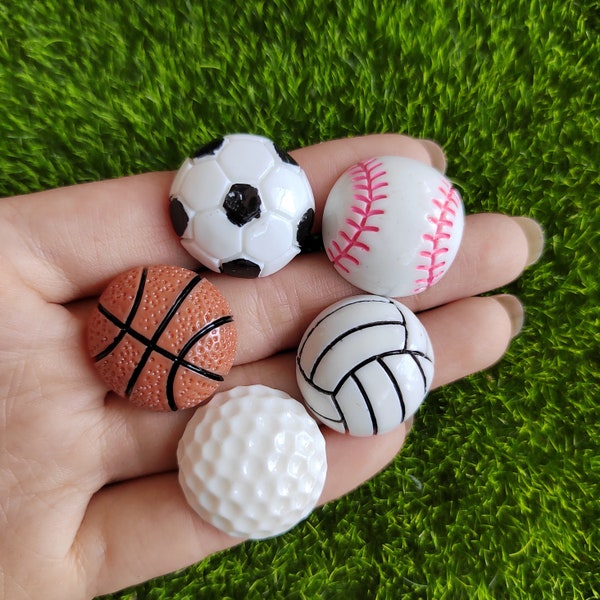 Cabujón de resina de 23mm para fútbol, baloncesto, voleibol, tenis, deporte, parte posterior plana, decoración artesanal DIY