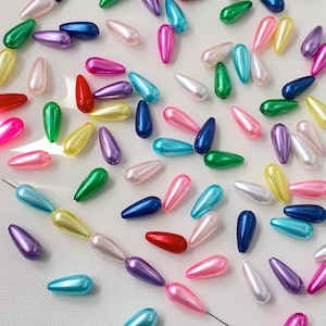 8*17mm Teardrop Waterdrop Shaped Pearl Beads with Hole ABS Artificial Pearl Bead for Necklace & Bracelet Jewelry Making