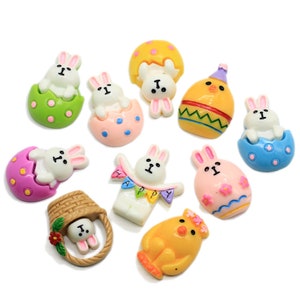 Resin Niedliche Hase Küken Dekoration Basteln Flatback Cabochon Ostern Verzierungen für Scrapbooking DIY Telefon Kopfbedeckung Accessoires