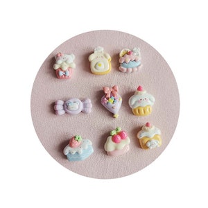 Pasteles de crema de dibujos animados de resina Kawaii, cabujones con parte posterior plana, manualidades, álbum de recortes para accesorios de decoración