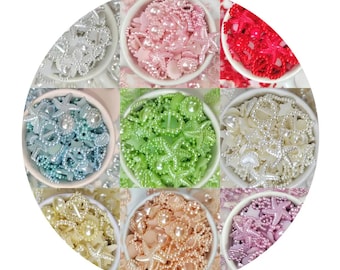 1000pcs Half Pearls Rhinestones Flat Back Pearl Mix Shapes