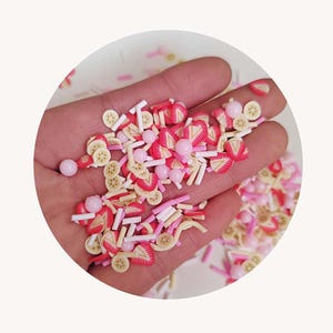 Niedliche Erdbeer und Banane Fimo Polymer Soft Clay Scheibe Ton Streusel Für Kinder DIY Scrapbook Dekoration Slime Toppings Shaker Füllung