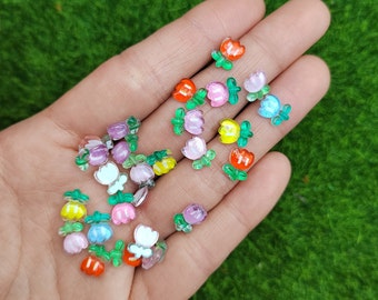 10mm Mini Colorful 3D Tulip Flower Nail Art Resin Mix Colors Floral Nail Art Charms Flower Shaped Manicure Supplies
