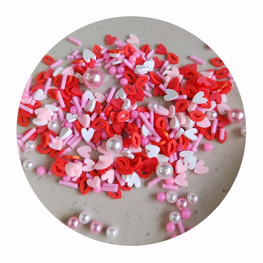 Mix Heart Polymer Clay Sprinkles, Valentines Pink Themed Heart Sprinkl –  Kawaiicraftdiy