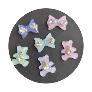 Desenhos animados strass urso bowknot resina plana volta cabochões scrapbooking diy jóias artesanato decoração arco de cabelo centro acessórios