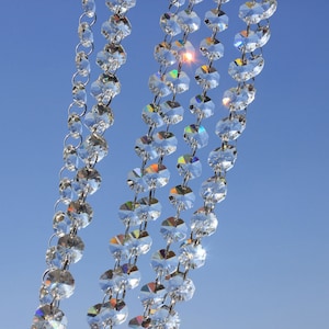 Handmade 1 Meter Clear Crystal Glass Chandelier Part Prism Octagonal Beads Chain Home Decor 100cm Length Suncatcher