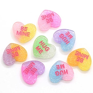 Neu Niedliches Gießharz Mini Zweifarbig herz hug me flat back Cabochon Scrapbook Kawaii DIY Verzierungen Zubehör
