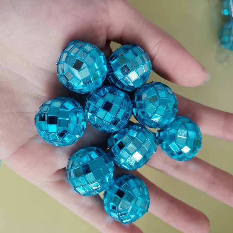 Gold 21mm Mini Disco Ball Beads Cake Decoration Birthday Table Decorations 70s Theme Disco Party Dance Party Supplies #7-lake blue