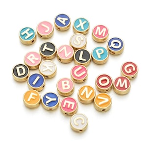 8mm Esmalte Letras Cuentas Oro 26 Alfabetos Ingleses Para Joyería Hacer Mujeres Niños DiY Pulsera Collar Accesorios