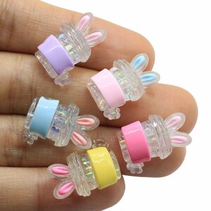 Mini Lovely Rabbit Ear Cup Flat Back Resina Arte Suministro Decoración Charm Craft Hair Bow Accesorios