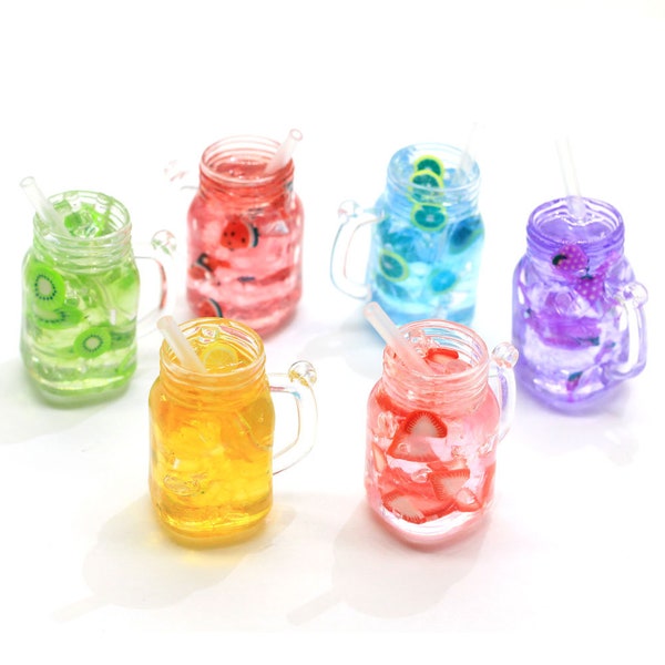 42mm 3D Miniature Juice Drink Cup Charme pour Faire semblant jouer Nourriture Dollhouse Accessoires de cuisine