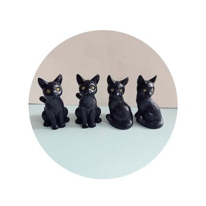 Figura in resina di gatto Kawaii nero alta 45 mm per la decorazione dell'auto domestica Figura carina