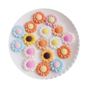 Adornos de resina con forma de girasol y diamantes de imitación de 25 mm para scrapbooking kawaii