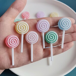 Encantos de decoração de pirulito de resina 50 mm, pirulitos 3D grandes para artesanato faça você mesmo, capa de celular, suprimentos de slime