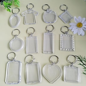 Clear Acrylic Photo Keychains Rectangle Oval Round Heart Picture Frame, Ideal for Christmas & Valentine's Day Gifts