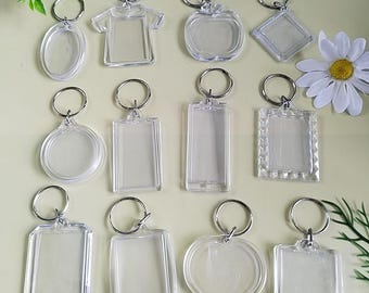 Clear Acrylic Photo Keychains Rectangle Oval Round Heart Picture Frame, Ideal for Christmas & Valentine's Day Gifts