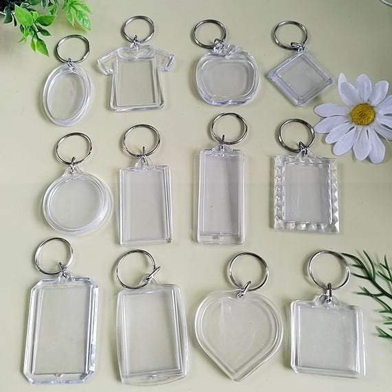 Clear Acrylic Photo Keychains Rectangle Oval Round Heart Picture