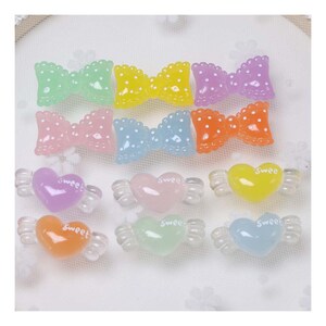 Jelly Color Polka Dot Papillon e cuore Flat Back Resina Bowknot Cabochon Scrapbooking Accessori Artigianato decorativo per Hairbow DIY
