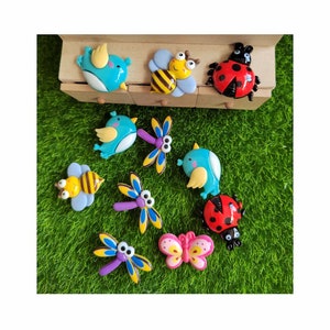Precioso Mini dibujo de mariposa, abeja, mariquita, serie de animales, álbum de recortes de resina, joyería Diy, accesorios de horquilla, decoración artesanal