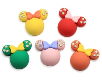 28mm Matt Color Minnie Head Resin Flat Back Cabochons DIY For Phone Deco Scrapbooking Free Shipping Charms