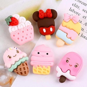 Assortita Resina Mouse Ear Cabochons Colorful Mouse Ear Shaped Cupcake Dessert Cabs Kawaii Flatback Resin Mouse Ear