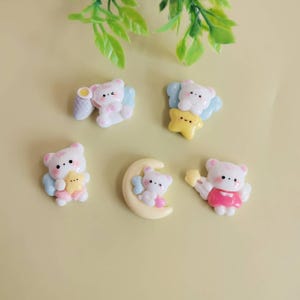 Cabujones de resina con diseño de oso de dibujos animados, parte trasera plana, adornos para teléfono, piezas decorativas, accesorios de bricolaje