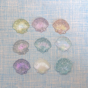 Cabujón de resina con parte trasera plana y temática oceánica, conchas brillantes, dijes de slime de playa de verano, accesorios para manualidades DIY