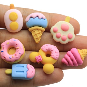 Cartoon Eiscreme Dounts Flachrücken Resin Cabochon Simualtion Food Play Scrapbooking Basteln Telefon Dekoration DIY Zubehör