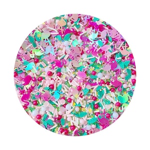 Tema estivo spruzza foglie di fenicottero mix spruzza per cabochon in resina, spruzza di argilla polimerica, decorazione di confettii per feste
