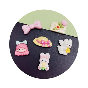 Nuovo simpatico cappello estivo da ragazza con mini coniglio in resina in resina, cabochon con retro piatto, accessori fai da te