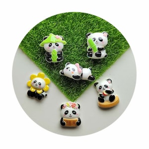 Kawaii colorido resina Panda Flatback cabujón álbum de recortes DIY accesorios para el hogar decoración escultura artesanía Panda