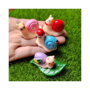 Cartoon Schnecke Mini Tier Figur Harz Handwerk Micro Landschaft Miniatur Fee Garten Dekoration Accessoires Moos Ornamente