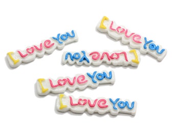 Colorful Flatback Resin Cabochons I LOVE YOU Letter Resin Craft Embellishments Phone Case Decoration DIY Accessories