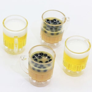 3D Kawaii Resin Plastic Bier Mok Simulatie Miniatuur Pearl Boba Thee Mok Art Flatback Cabochon DIY Craft Decoratie