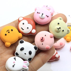 Assorti Animal Resin Animal Cookie Cabochons Miniatuur Poppenhuis Resin Animal Cookie Cake Food Cabs Hair Bow Center DIY