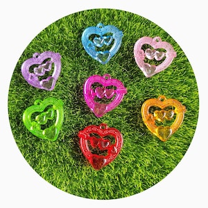Kunststoff Herz Charms Mix 28mm Kinder Handwerk Kunststoff Doppelseitiger Schmuck Anhänger Zubehör