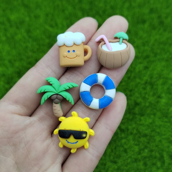 Kawaii Summer Beer Sun Coconut Resin Charms for Jewelry Making Accessories  DIY Keychain Earrings Pendant Accessories 