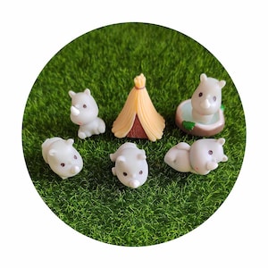 Figuritas de resina en miniatura, lindos rinocerontes, animales, microadornos para paisajismo para decoración del hogar, escritorio de decoración, Mini accesorios