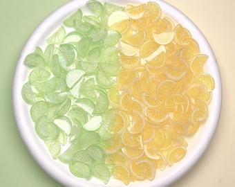 Realistic Lime Lemon Slice Resin Charms for DIY Crafts, Nail Art Decorations, Mini Fruit Slices, Phone Case Accessories