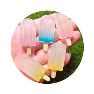 Kawaii Eis Leuchtende Popsicle Harz Cabochons Für Telefon Fall Dekor DIY Fertigkeit Puppenhaus Accessoires