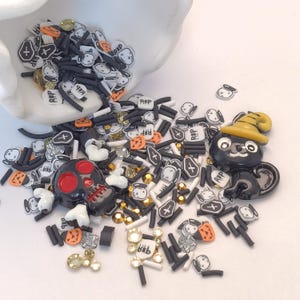 Black Orange Halloween Polymer Clay Slice Mix Pumpkin RIP Tombstone Sprinkles for Slime