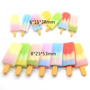 Farbverlaufsfarbe Resin Cabochons Rainbow Ice Cream Flatback Basteln für Schmuck Haarschleifen Verzierungen DIY