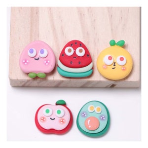 Bellissimo cartone animato fragola pesca arancia frutta serie album in resina gioielli fai da te accessori forcina decorazione