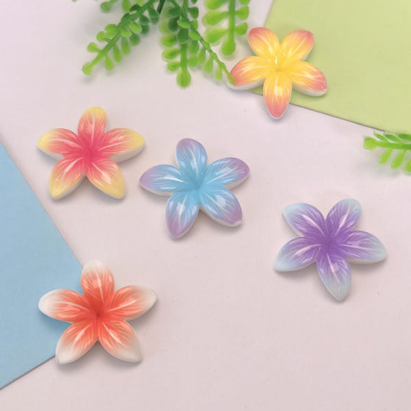 30mm Tropical Plumeria Flower Vibrant Resin Charms for Jewelry Making Supplies, DIY Earrings, Necklace, Keychain, Bag Accessories