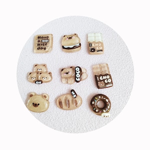 Cartoon Beer Brood Donuts Plat Hars Cabochon Nep Voedsel Scrapbooking Accessoires DIY Versiering Decoratie Craft