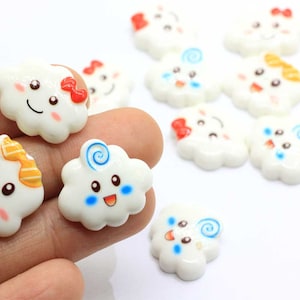 Kawaii Cartoon Flat back Resin Cloud DIY Resin Cabochons Accesorios Embellecimiento para Scrapbooking Craft Hair Bows Center