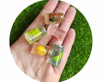 Les Fruits pétillants peuvent boire des Mini boissons en plastique pour les fournitures visqueuses, accessoire de Cabochon, boisson gazeuse pour maison de poupée